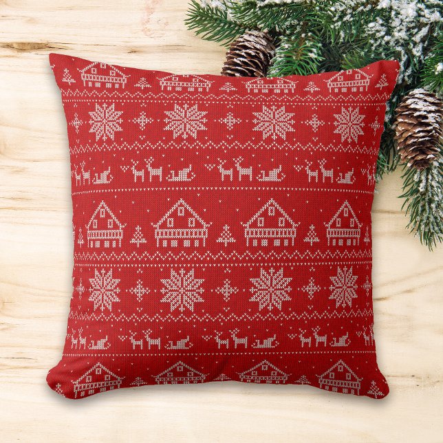 Red Nordic Style Sweet Home Christmas Cushion (Creator Uploaded)