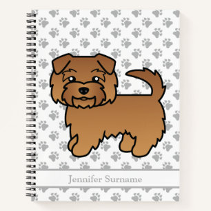 Red Norfolk Terrier Cartoon Dog & Text Notebook