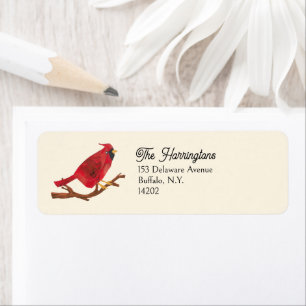 Red Northern Cardinal Elegant Return Address Label