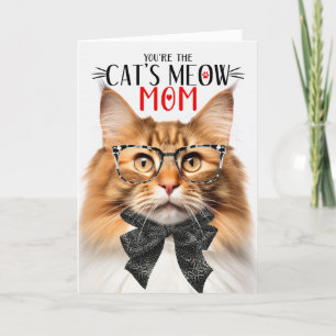 Red Norwegian Forest Cat for Mum on Mother's Day Holiday Card