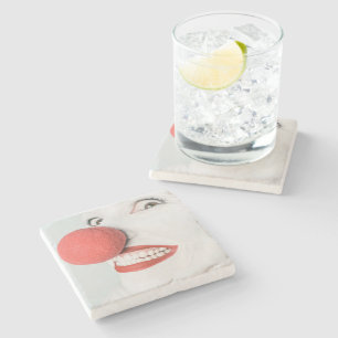 Red nose clown stone coaster