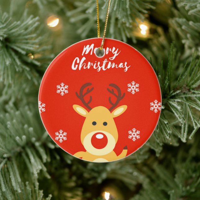 Red nose deerb ceramic ornament (Tree)