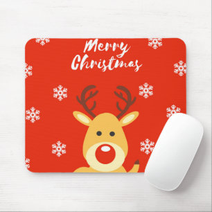 Red nose deerb mouse pad