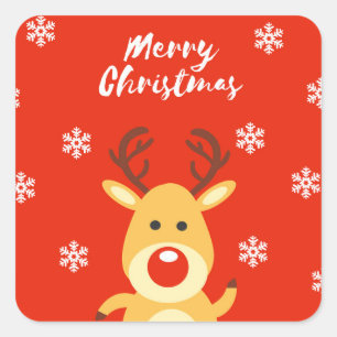 Red nose deerb square sticker