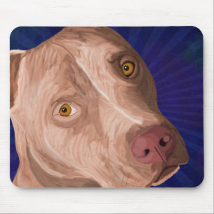 Red Nose Pit Bull with a Blue Background Mouse Pad