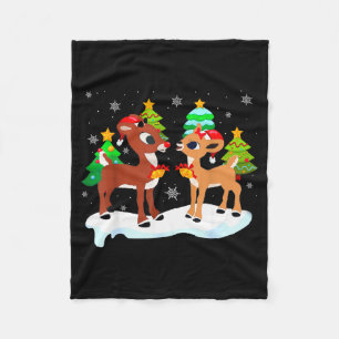 Red Nose Reindeer And Clarice Christmas Tree Kids  Fleece Blanket