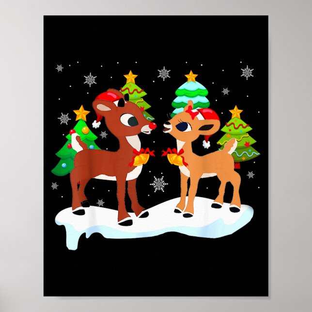 Red Nose Reindeer And Clarice Christmas Tree Kids  Poster (Front)