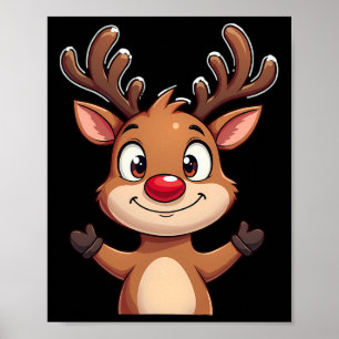 Red Nose Reindeer Christmas Cute Festive Holiday D Poster