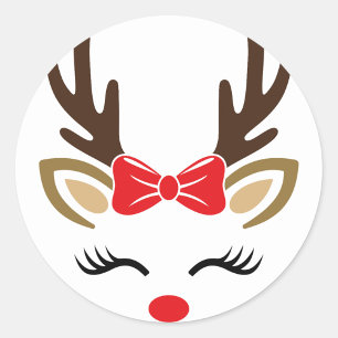 Red Nose Reindeer  Classic Round Sticker