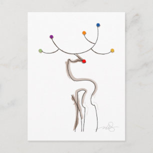 Red-Nosed Christmas Reindeer Holiday Postcard