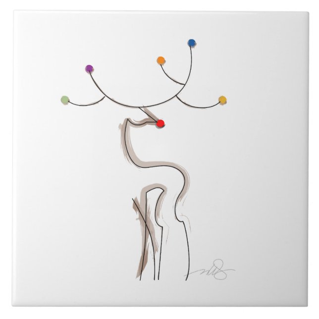 Red-Nosed Christmas Reindeer Tile (Front)