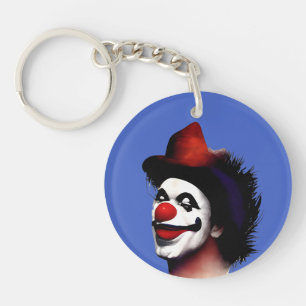 Red Nosed Clown: A Playful Design with Black Hair Key Ring
