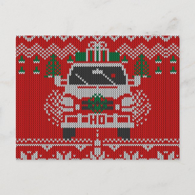 Red Nosed Holiday Van Driver Ugly Sweater Style (Front)