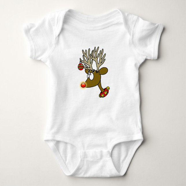 Red Nosed Reindeer Baby Bodysuit (Front)