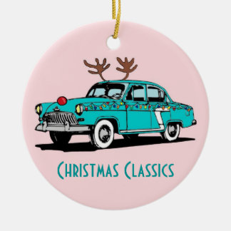 Red Nosed Reindeer Classic Car Christmas Ornament