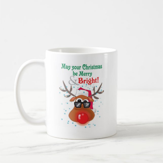 Red Nosed Reindeer coffee Mug (Left)