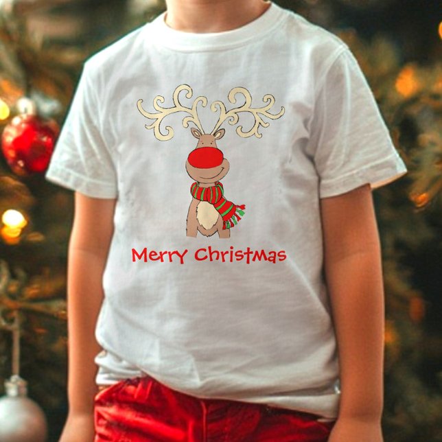 Red-nosed reindeer kid's snow t-shirt (Creator Uploaded)