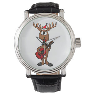 Red Nosed Reindeer Playing Guitar Watch