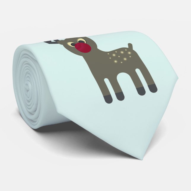 Red Nosed Reindeer Tie (Rolled)