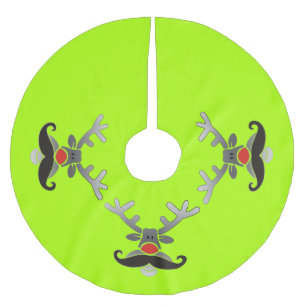 Red Nosed Rudolph with Moustache + your idea Brushed Polyester Tree Skirt