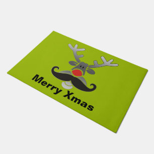Red Nosed Rudolph with Moustache + your idea Doormat
