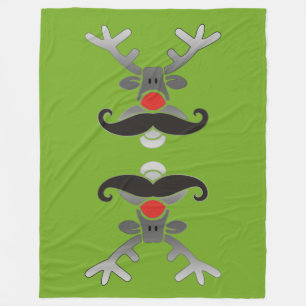 Red Nosed Rudolph with Moustache + your idea Fleece Blanket