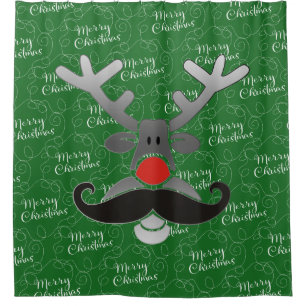 Red Nosed Rudolph with Moustache + your idea Shower Curtain