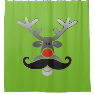 Red Nosed Rudolph with Moustache + your idea Shower Curtain