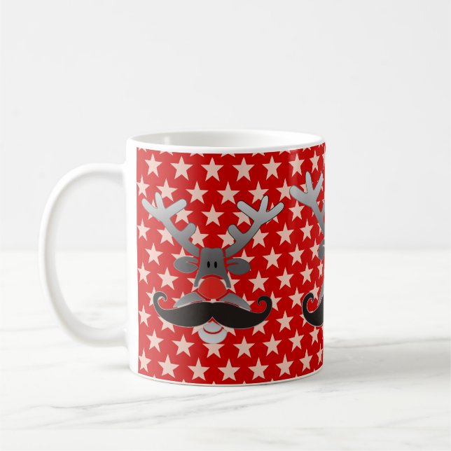 Red Nosed with Moustache Coffee Mug (Left)