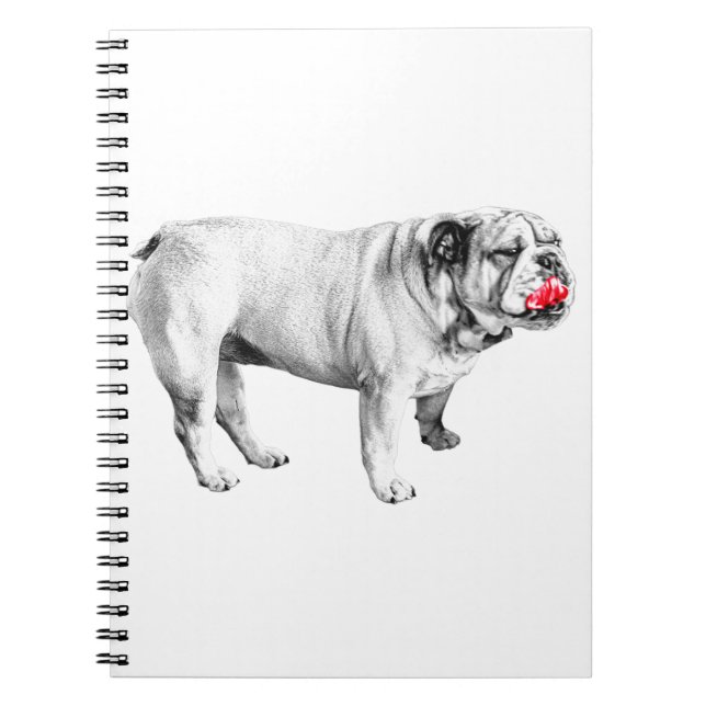 red note calm, bulldog notebook (Front)