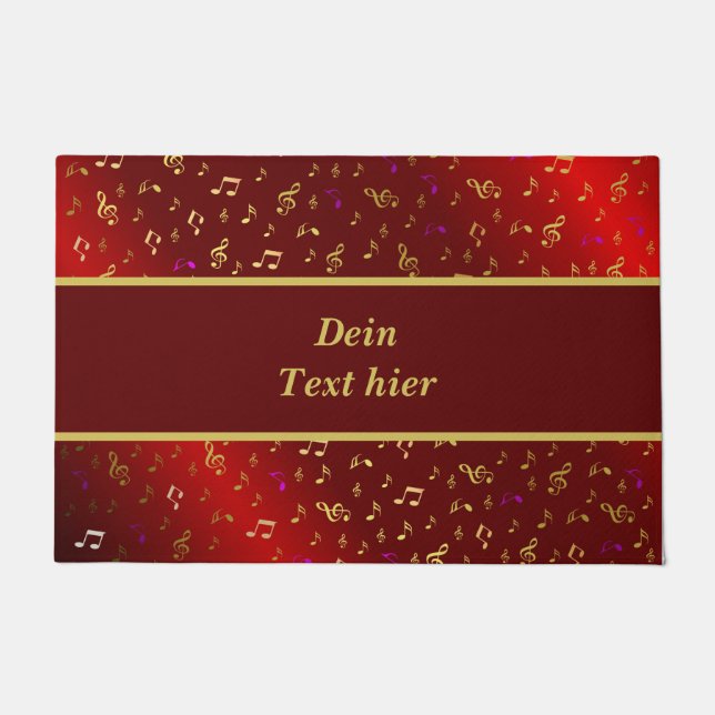 red,note, musical, melody, music, sound, sign, doo doormat (Front)