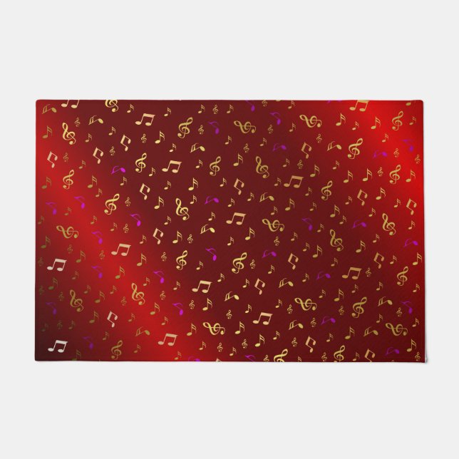 red,note, musical, melody, music, sound, sign, doormat (Front)