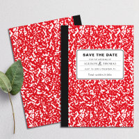 Red Notebook Teacher Funny Save The Date Wedding