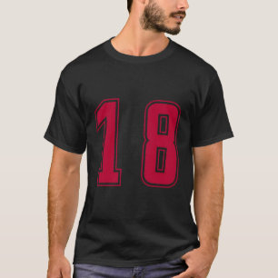 Red Number 18 Team Junior Sports Numbered Uniform T-Shirt