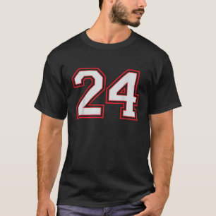 Red Number 24 Sports Player Jersey Fun Game Winner T-Shirt