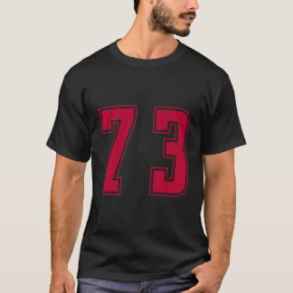 Red Number 73 Team Junior Sports Numbered Uniform T-Shirt