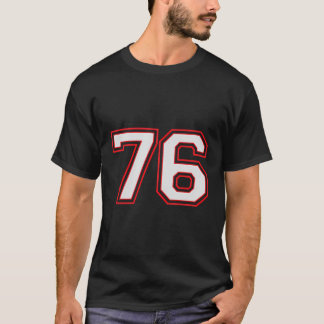 Red Number 76 Sports Player Jersey Fun Game Winner T-Shirt
