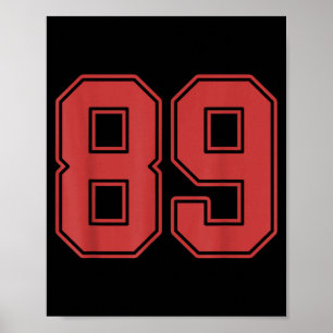 Red Number 89 Jersey Player Uniform #89 Poster