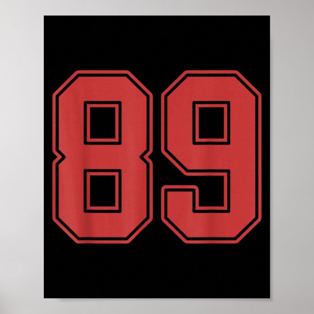 Red Number 89 Jersey Player Uniform #89  Poster (Front)