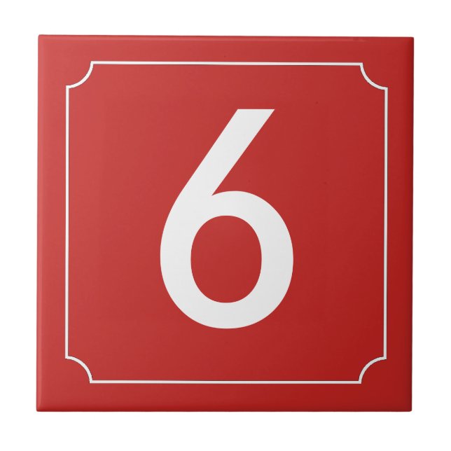 Red number or letter placard ceramic tile (Front)