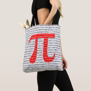Red Number pi is a mathematical constant symbol Tote Bag