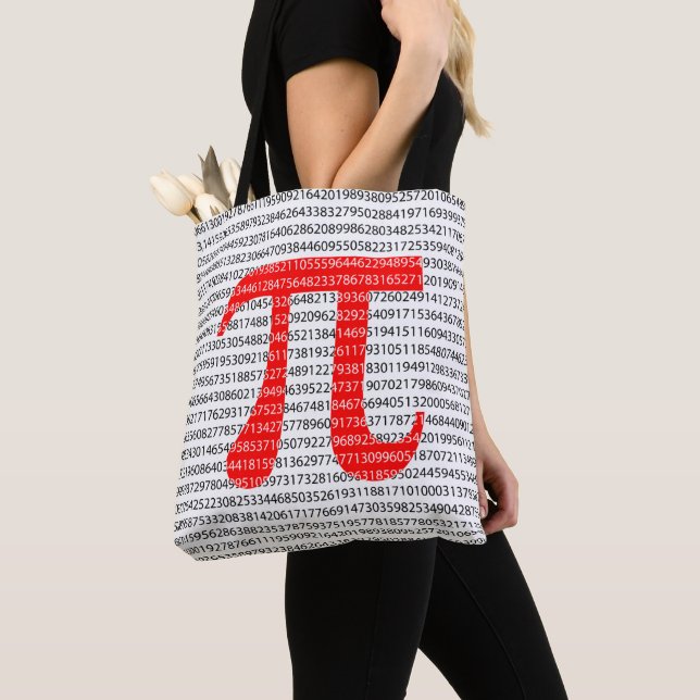 Red Number pi is a mathematical constant symbol Tote Bag (Close Up)