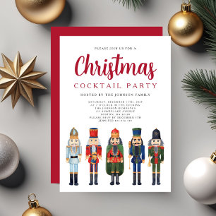 Red Nutcracker Christmas Cocktail Party Invitation