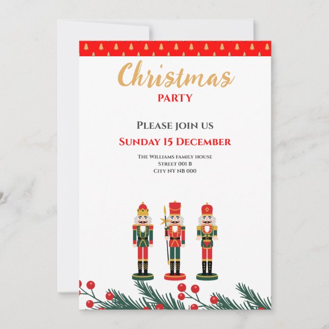 Red Nutcracker Christmas family Party invitation (Front)