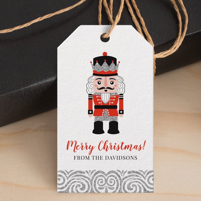 Red Nutcracker Christmas Holiday  Gift Tags (An elegant Christmas nutcracker gift tag for your holiday packages)