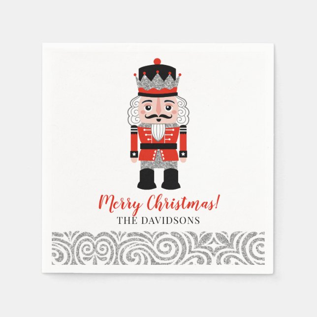 Red Nutcracker Christmas Holiday  Napkin (Front)