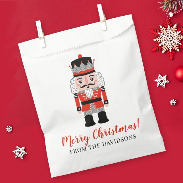 Red Nutcracker Christmas Holiday Party Favour Bag (A cute bag for your Christmas holiday party favors.)