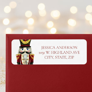 Red Nutcracker Christmas Holiday Return Address  Label