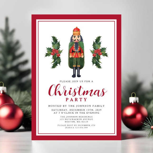 Red Nutcracker Christmas Party Invitation (Red Nutcracker Christmas Party Invitation
)