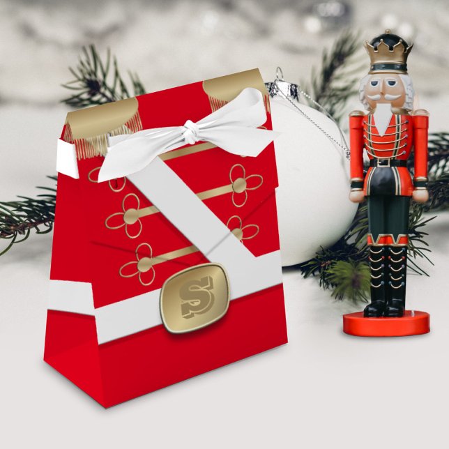 Red Nutcracker Toy Soldier Christmas Favour Boxes (Fun and festive nutcracker toy soldier inspired little gift boxes with space for your initial/text)